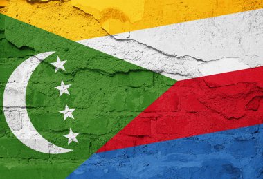 Komor bayrağı eski duvar doku - 3d çizim üzerinde boyalı