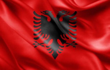 Kopya alanı için metin - 3d çizim ile Arnavutluk bayrağı    