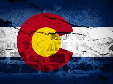  Colorado bayrağı eski duvar doku - 3d çizim üzerinde boyalı