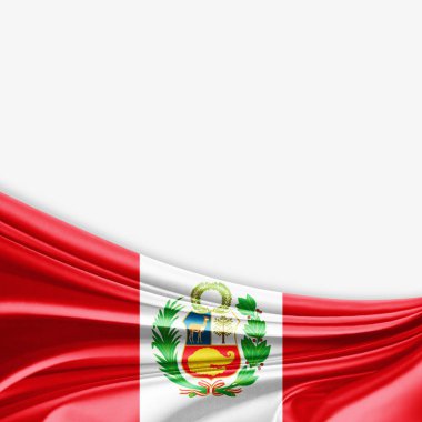 Peru bayrağı kopya alanı metni üzerinde beyaz arka plan - 3d çizim ile    