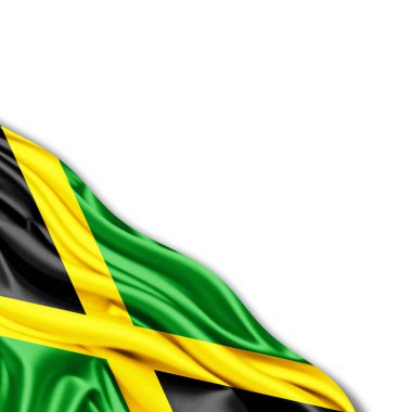 Jamaika bayrakla kopya alanı üzerinde beyaz arka plan - 3d çizim metni    