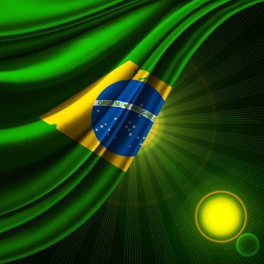 Brazil flag of silk with copyspace for your text or images clipart