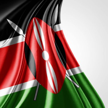 Beyaz arka plan - 3d çizim, metin kopyalama yeri olan Kenya'nın bayrağı    