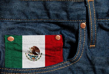 Meksika bayrağı üzerinde kot pantolon - 3d resimde arka plan
