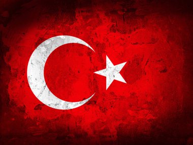 Türkiye bayrağı eski duvar doku - 3d çizim üzerinde boyalı