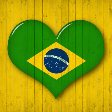 Brezilya bayrağı, metin veya görüntü için kopya alanı ile kalp şekli 