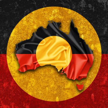 Aborjin Avustralya bayrağı ile kopya alanı metin - 3d çizim için    