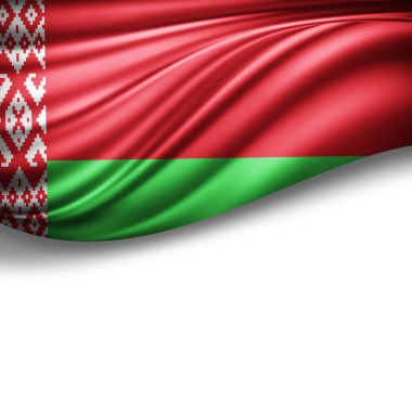 Beyaz arka plan - 3d çizim, metin kopyalama yeri olan Beyaz Rusya'nın bayrağı   