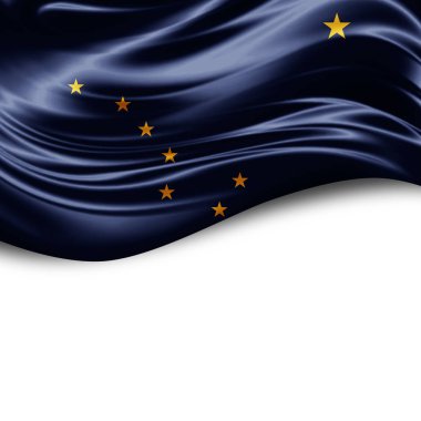 İpek kopya alanı için metin veya resim, beyaz arka plan ile Alaska bayrağı 