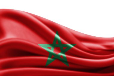 Fas bayrağı kopya alanı metni üzerinde beyaz arka plan - 3d çizim ile    