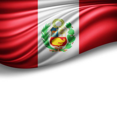 Peru bayrağı kopya alanı metni üzerinde beyaz arka plan - 3d çizim ile    