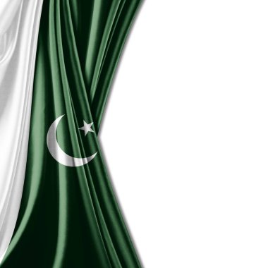 Pakistan bayrağı kopya alanı metni üzerinde beyaz arka plan - 3d çizim ile   