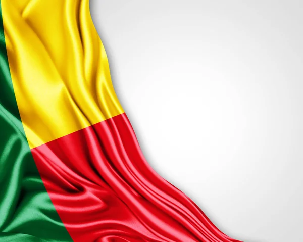 Másol Szöveg Fehér Háttér Ábrán Helyet Benin Zászlaja — Stock Fotó