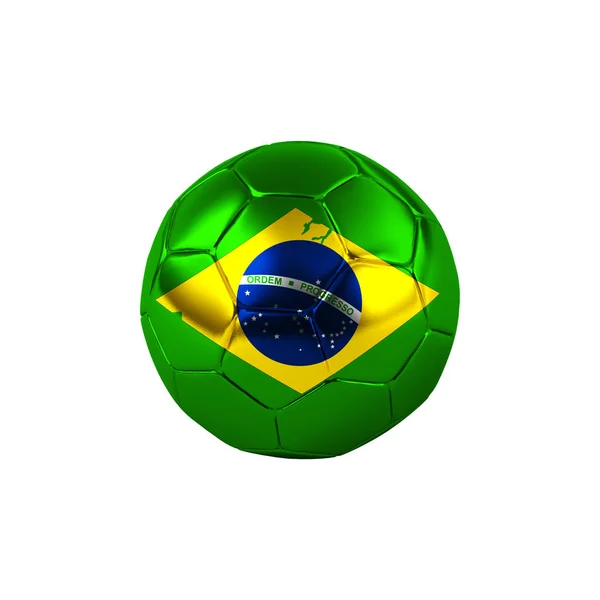 Pelota Fútbol Con Bandera Brasil Con Espacio Copia Para Texto — Foto de Stock