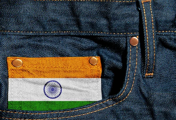 Bandiera India Sfondo Jeans Illustrazione — Foto Stock