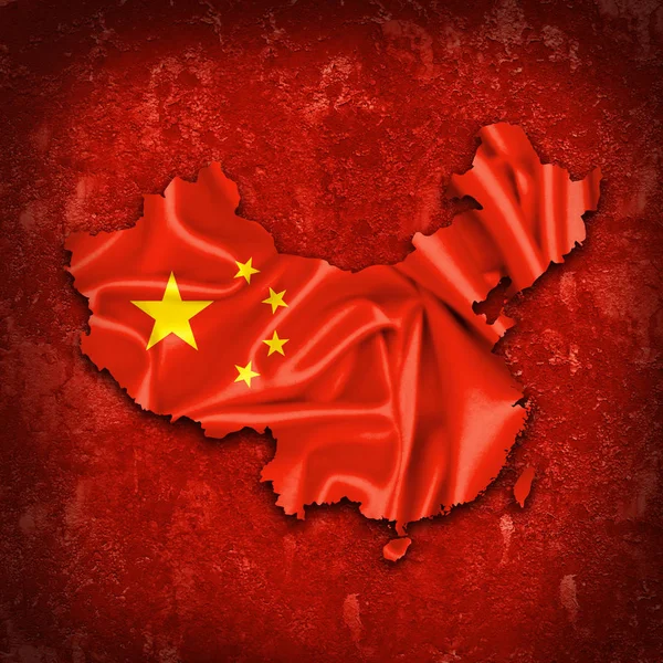 Çin Bayrakla Kopya Alanı Metin Çizim Için — Stok fotoğraf