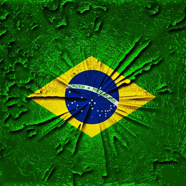 Brasilianische Flagge Und Abstrakter Hintergrund Illustration — Stockfoto