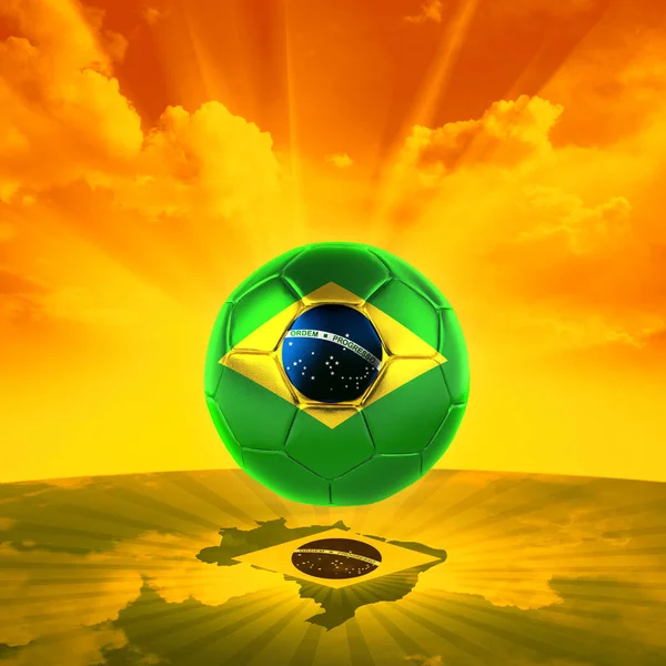 Pelota Fútbol Con Bandera Brasil Con Espacio Copia Para Texto —  Fotos de Stock