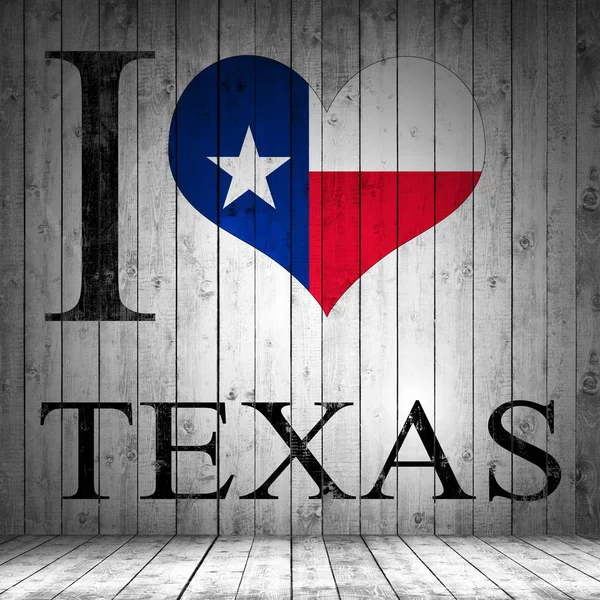 I love Texas, flag, heart and wood background.
