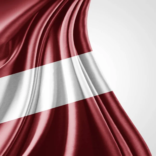 Letonya Bayrağı Kopya Alanı Metni Üzerinde Beyaz Arka Plan Çizim — Stok fotoğraf