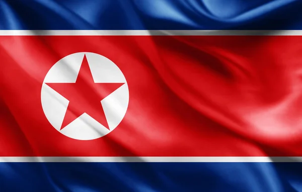 Kuzey Kore Bayrağı Ile Kopya Alanı Metin Çizim Için — Stok fotoğraf
