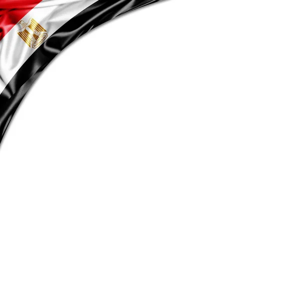 Bandera Egipto Con Espacio Copia Para Texto Sobre Fondo Blanco — Foto de Stock