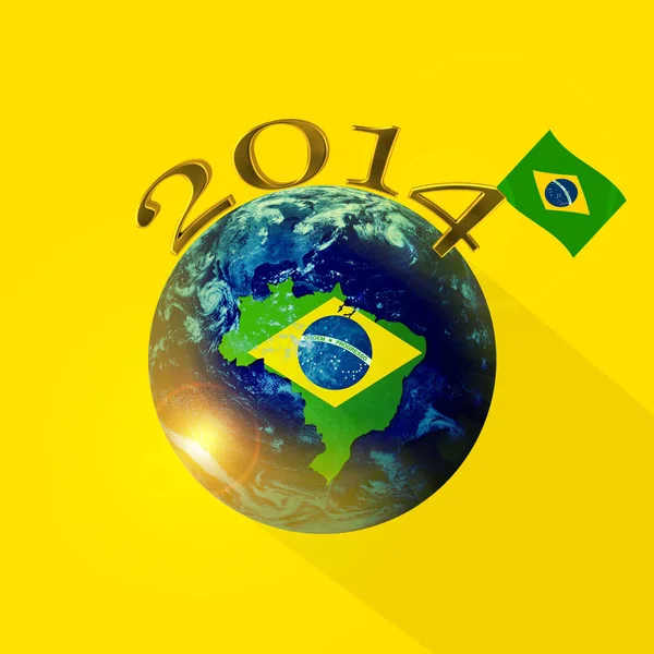 Флаг Бразилии Земном Шаре Местом Копирования Текста Изображений — стоковое фото