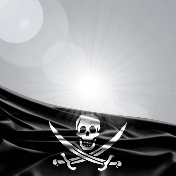 Bandiera Pirata Della Trama Del Tessuto Illustrazione — Foto Stock