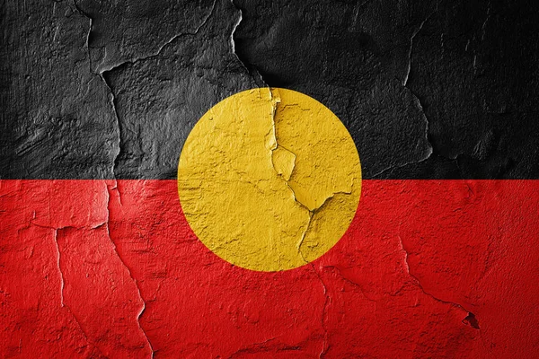 Bandera Aborigen Australia Pintada Sobre Textura Pared Vieja Ilustración — Foto de Stock