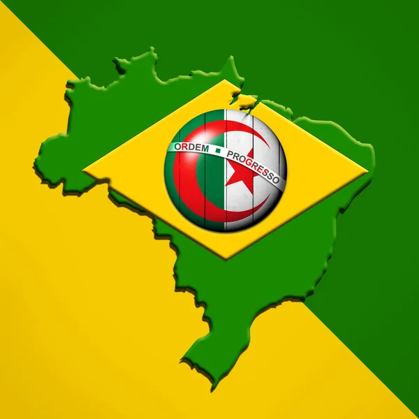 Brazil Algeria Flags Map Copy Space Your Text Images — Stock Photo, Image