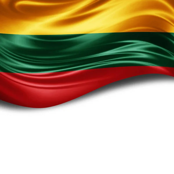 Vlag Van Litouwen Met Kopieer Ruimte Voor Tekst Witte Achtergrond — Stockfoto