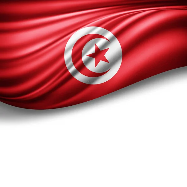 Másol Szöveg Fehér Háttér Ábrán Helyet Tunézia Zászlaja — Stock Fotó