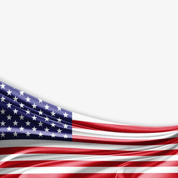 Flagge Der Usa Mit Kopierplatz Für Ihren Text Auf Weißem — Stockfoto