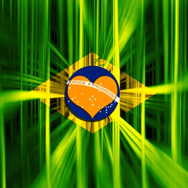 Brasilien Flagga Hjärta Form Med Kopierings Utrymme För Din Text — Stockfoto