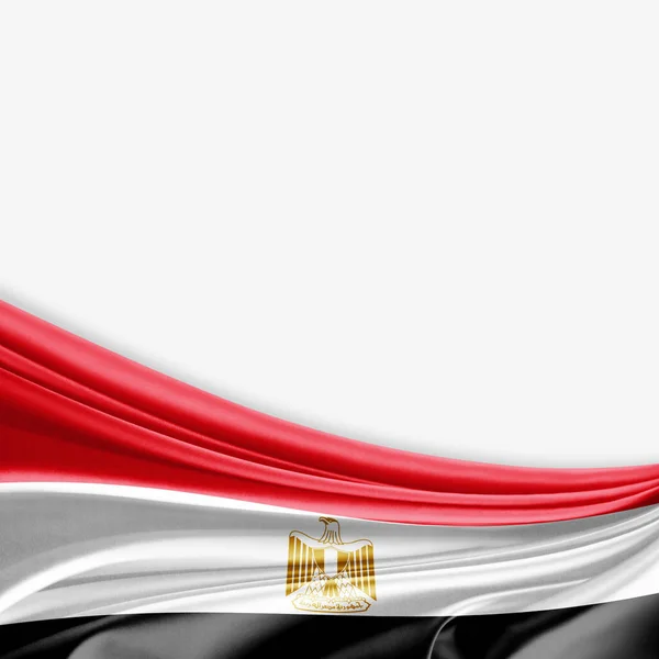 Flagge Ägyptens Mit Kopierplatz Für Ihren Text Auf Weißem Hintergrund — Stockfoto