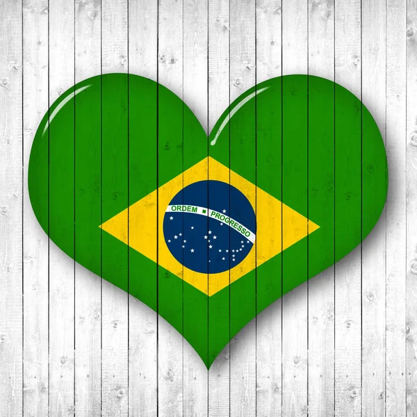 Drapeau Brésil Forme Coeur Avec Espace Copie Pour Votre Texte — Photo