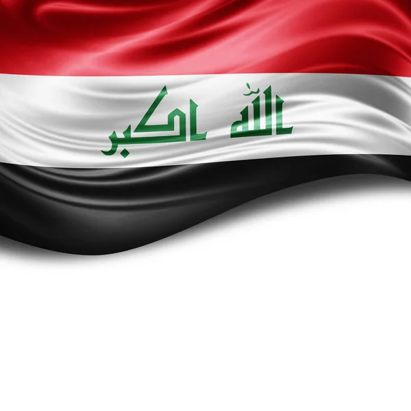 Vlag Van Irak Met Kopie Ruimte Voor Tekst Witte Achtergrond — Stockfoto