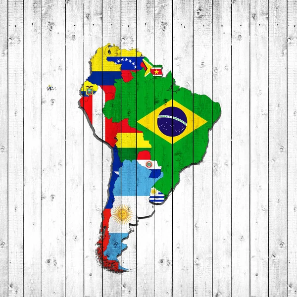 Sudamérica Continente Banderas Mapa Ilustración —  Fotos de Stock