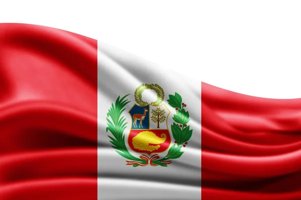 Bandera Perú Con Espacio Copia Para Texto Sobre Fondo Blanco — Foto de Stock