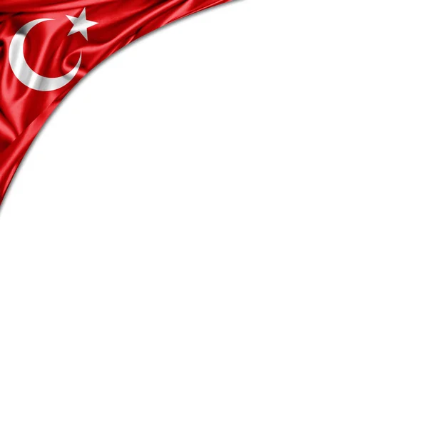 Vlag Van Turkije Met Kopie Ruimte Voor Tekst Witte Achtergrond — Stockfoto