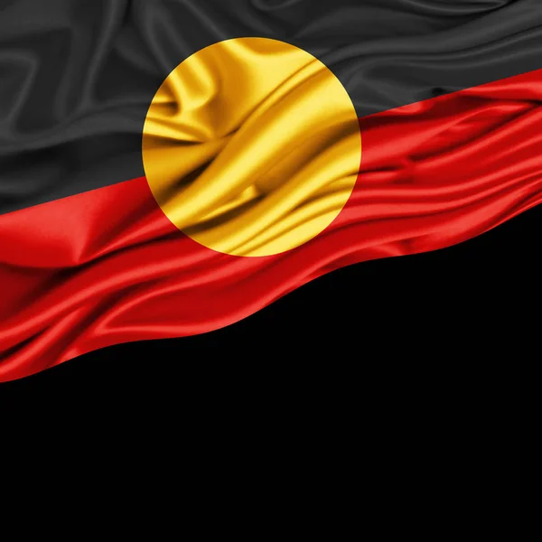 Bandera Australia Aborigen Con Espacio Copia Para Texto Ilustración — Foto de Stock