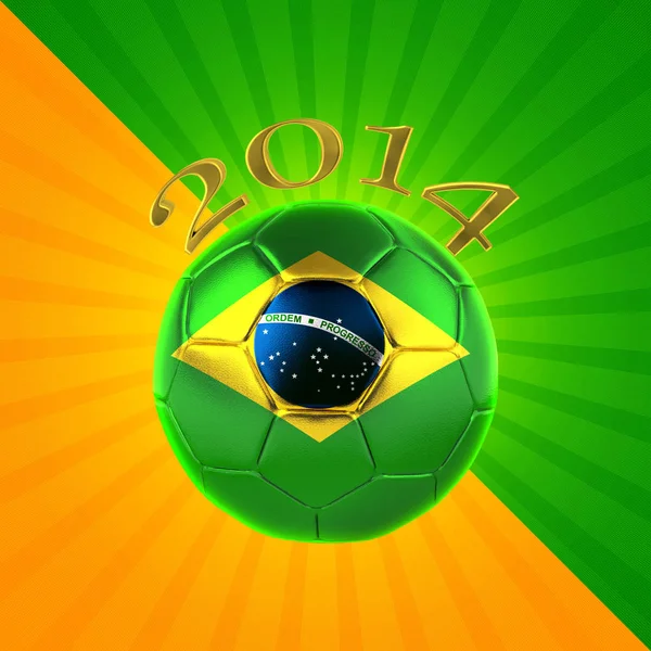 Fotbalový Míč Vlajkou Brazílie Kopií Prostor Pro Text Nebo Obrázky — Stock fotografie
