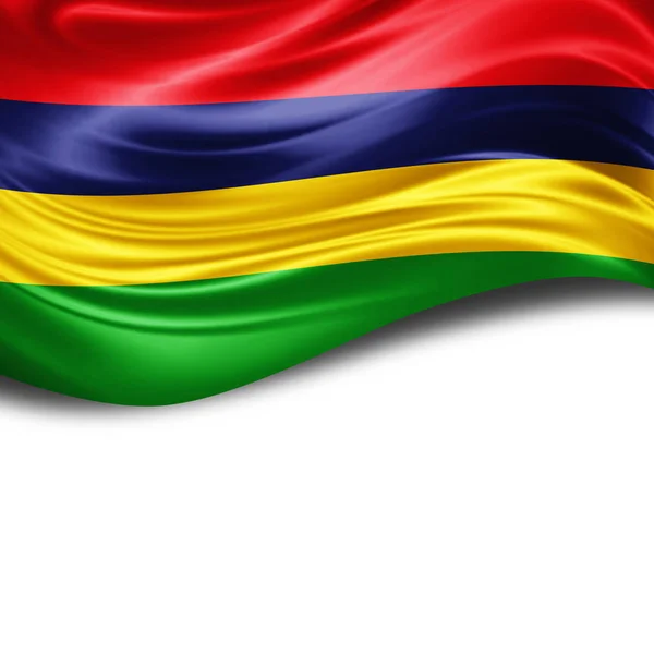 Vlag Van Mauritius Met Kopie Ruimte Voor Tekst Witte Achtergrond — Stockfoto