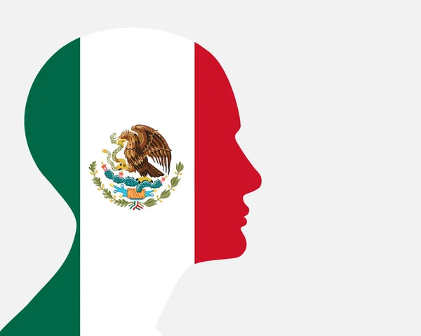 Nsan Kafası Beyaz Arka Plan Ile Meksika Bayrağı — Stok fotoğraf