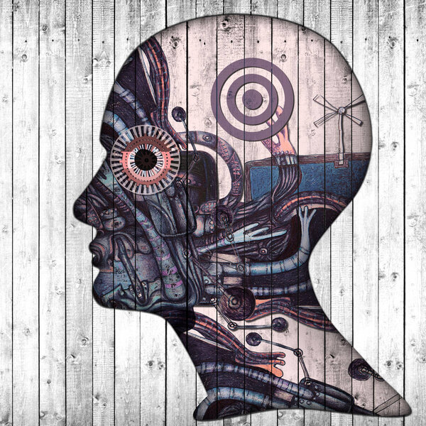  human head, abstract background - 3D illustration