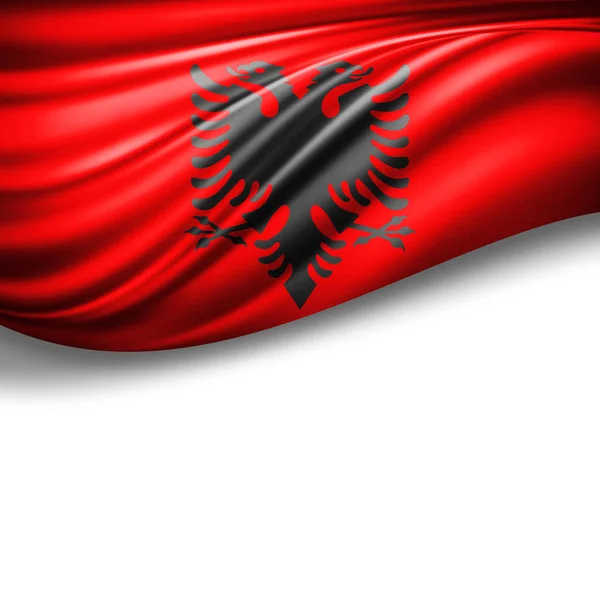 Vlajka Albánie Kopií Prostor Pro Text Bílém Pozadí Ilustrace — Stock fotografie
