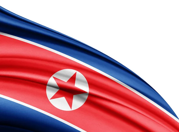 Vlag Van Noord Korea Met Kopie Ruimte Voor Tekst Witte — Stockfoto