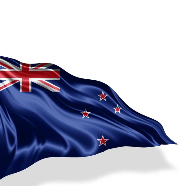 Nya Zeelands Flagga Med Kopia Utrymme För Din Text Vit — Stockfoto