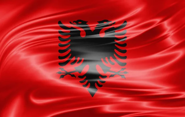 Bandiera Dell Albania Con Spazio Copia Del Testo Illustrazione — Foto Stock