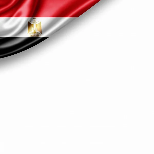 Vlag Van Egypte Met Kopie Ruimte Voor Tekst Witte Achtergrond — Stockfoto